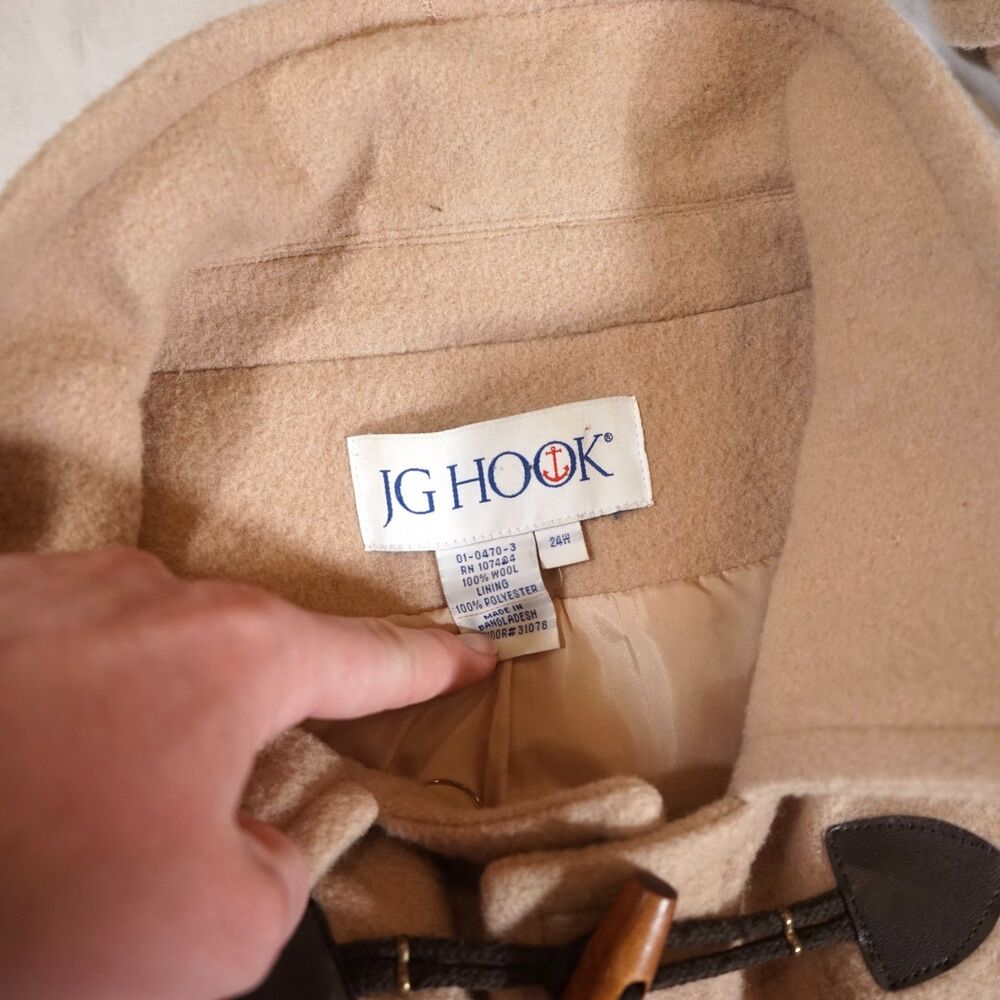 J.G. Hook Vintage Camel Wool Duffle Coat Tan Size 24W - Picture 8 of 9